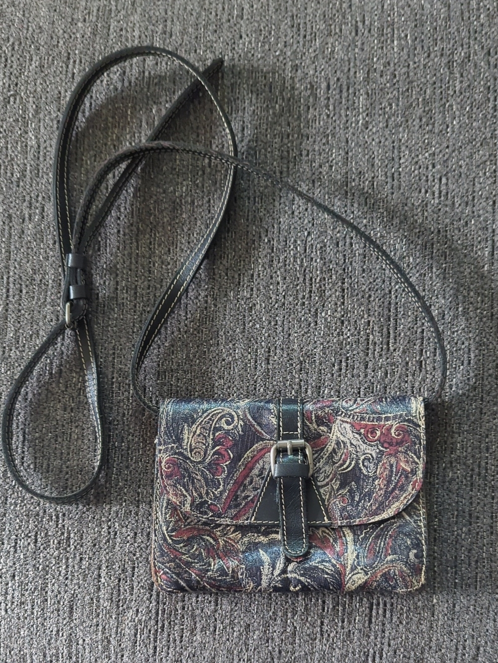Patricia Nash Multicolor Woven Paisley Crossbody with Black Strap